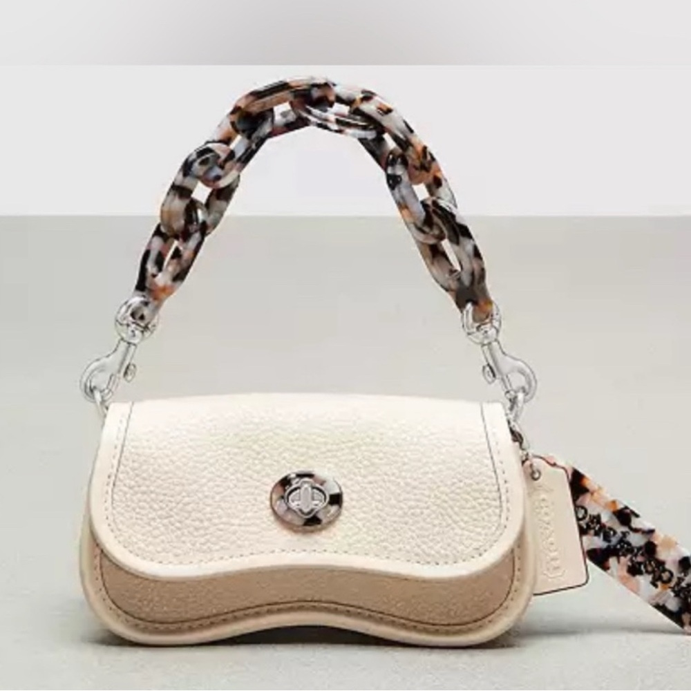 NEW Coach Cream Mini Bag with Patterned Strap